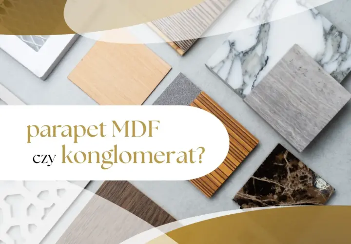 Wybór materiału na parapet: MDF czy konglomerat? Próbki różnych wykończeń okiennych.