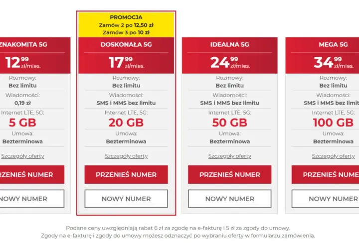 T-Mobile abonament za 25 zł to oferta Idealna 5G z 50 GB internetu. Dostępne też inne pakiety.