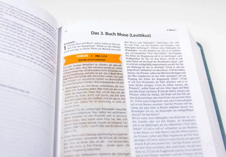 Ein Buch mit biblischem Text. Der Fokus liegt auf dem Thema "Sünde ernst nehmen". Sein Wort meine Welt.