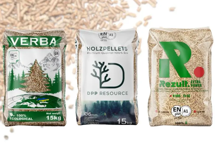 Tani pellet z Ukrainy: worki z ekologicznym paliwem drzewnym Verba, Holzpellets i Rezult.
