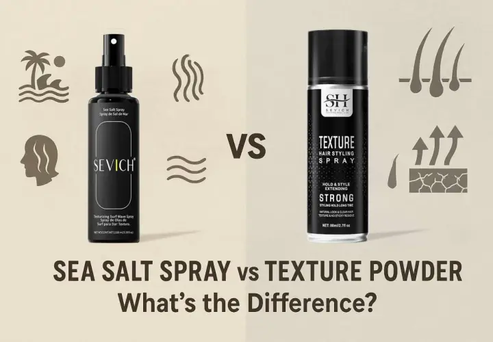 Dos sprays para el pelo: uno de sal marina para un look playero y otro texturizante para dar volumen y fijación.