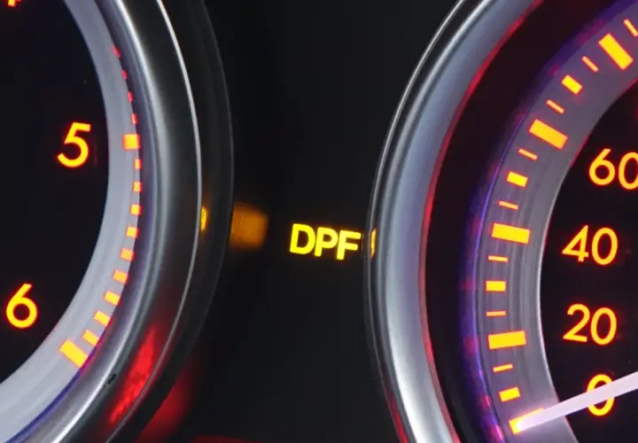 Kontrolka DPF świeci się na desce rozdzielczej samochodu.
