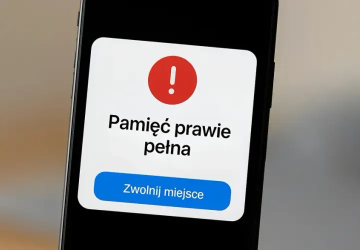 Komunikat na ekranie telefonu: "Pamięć prawie pełna". Czas zwolnić miejsce, by móc dalej robić zdjęcia i nagrywać filmy.