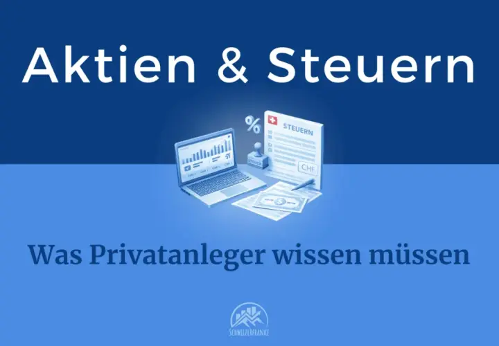 Aktien & Steuern: Erfahren Sie, wie Sie Ihre Aktien steuerfrei nach 12 Monaten verkaufen können. Illustration zeigt Laptop mit Charts, Steuerdokument und Geld.