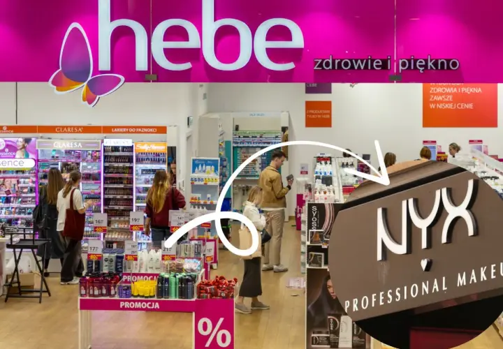 Sklep Hebe z promocjami, widoczne logo NYX Professional Makeup.