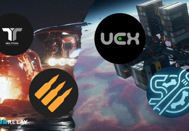 Icônes de Multitool, UCX, munitions et outils sur fond de scènes Star Citizen. Configuration idéale pour les joueurs.