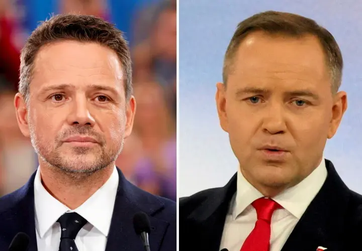 Dwaj politycy na tle, być może w kontekście najnowszego sondażu partyjnego CBOS.