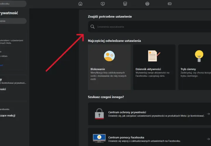 Ustawienia prywatności Facebooka, gdzie można znaleźć opcję blokowania, by ukryć znajomych.