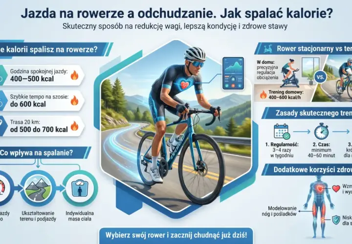Jazda na rowerze stacjonarnym to świetny sposób na spalanie kalorii (400-600 kcal/h), wzmocnienie serca i modelowanie sylwetki.