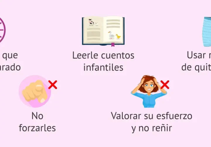 Consejos para quitar el pañal: esperar, leer cuentos, usar ropa fácil, no forzar, valorar esfuerzo.