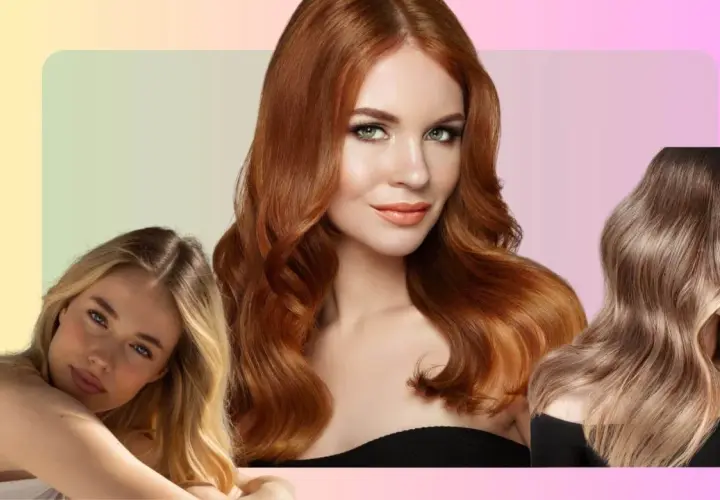 Mujeres con cabello teñido de rojo, rubio y castaño claro. El tinte con amoniaco permite estos vibrantes cambios de color.