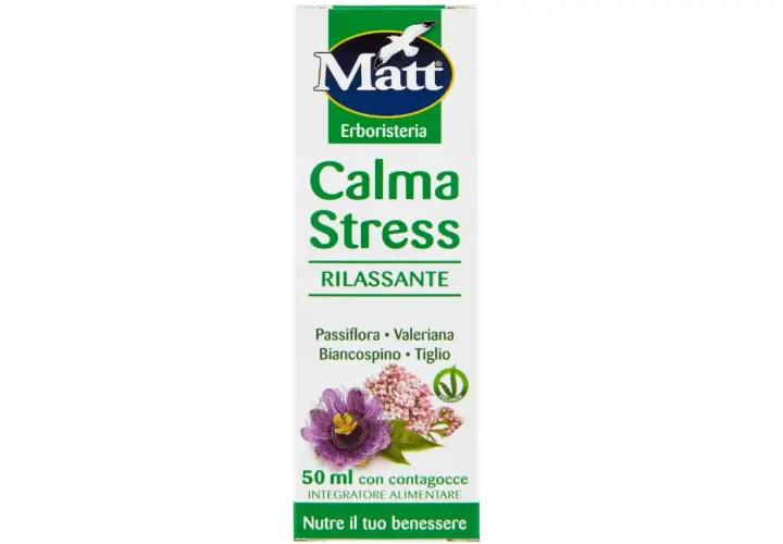 Integratore alimentare Matt Calma Stress, con estratti naturali per ritrovare l'equilibrio mentale e il benessere.