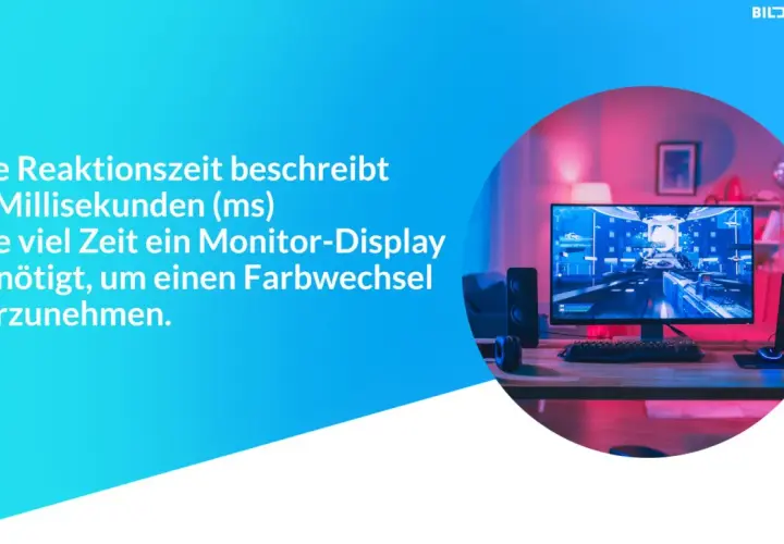 Reaktionszeit in ms: Wie schnell ein Monitor-Display Farben wechselt. Das ist wichtig, damit du bei schnellen Spielen nicht "gtg" (got to go) sagen musst, weil du nichts siehst.