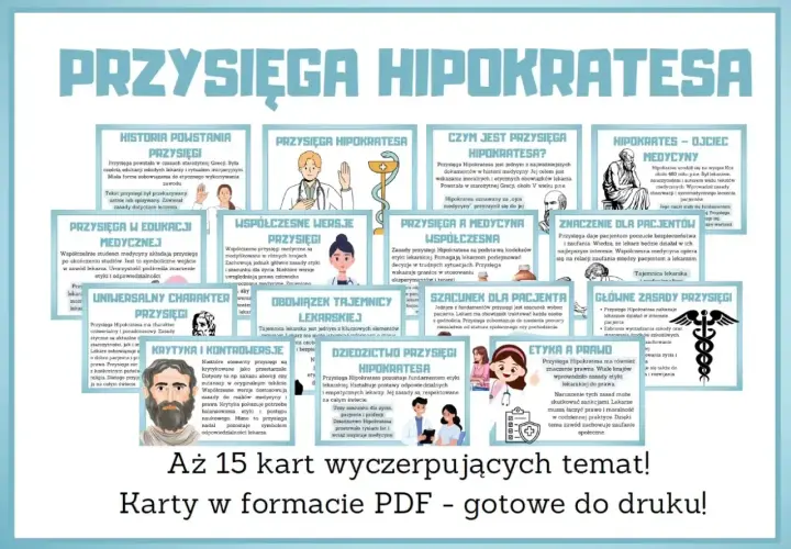 Przysięga Hipokratesa: historia, zasady, współczesne wersje i znaczenie dla pacjentów. Materiał edukacyjny w PDF.