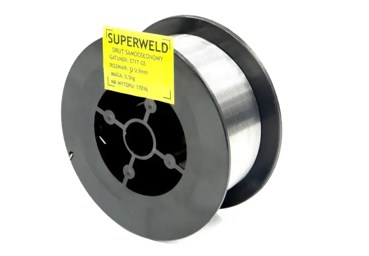 Drut samoosłonowy SUPERWELD do spawania ocynku, 0,9mm, 0,5kg. Idealny do prac warsztatowych.