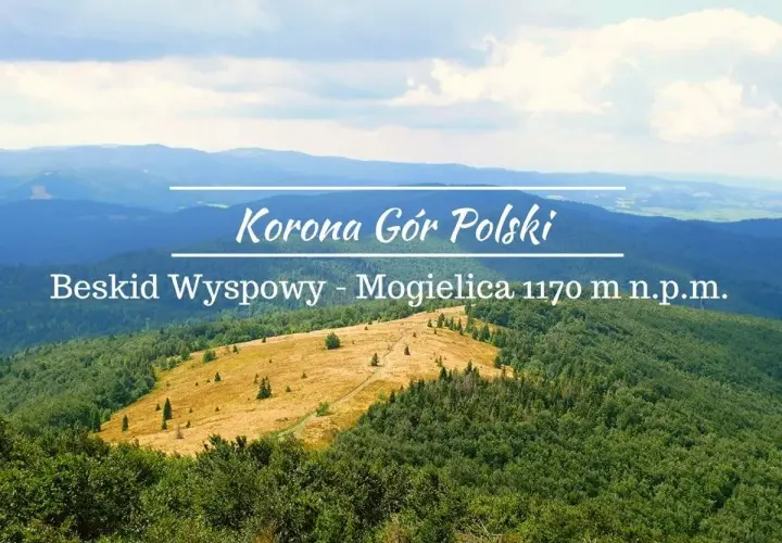 Beskid Wyspowy - Mogielica, 1170 m n.p.m. - szczyt Korony Gór Polski. Malowniczy krajobraz górski.