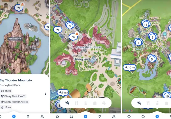 Mapy Disneyland Paris pokazują atrakcje, hotele i czasy oczekiwania. Planuj swoją wizytę w Disneylandzie!
