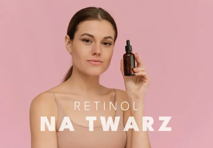 Kobieta z serum z retinolem. Uważaj na retinol efekty uboczne, stosuj ostrożnie.