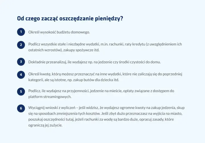 Lista kroków do oszczędzania pieniędzy: budżet, stałe wydatki, analiza zakupów, inne wydatki, przyjemności, wnioski. To ekstremalne sposoby na oszczędzanie!