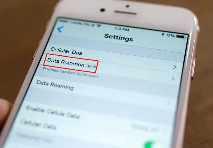 Ustawienia telefonu, opcja "Data Roaming" jest widoczna. Czy roaming trzeba włączyć, aby korzystać z danych za granicą?