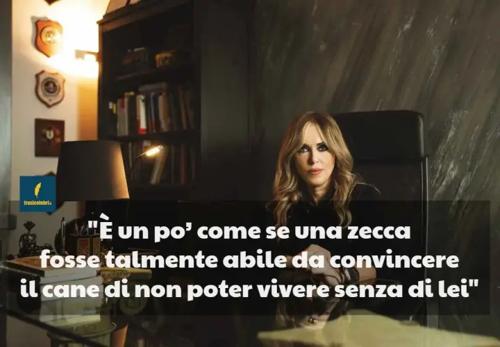 Donna con citazione: "È un po' come se una zecca fosse talmente abile da convincere il cane di non poter vivere senza di lei". Utile per messaggi da mandare a un narcisista.
