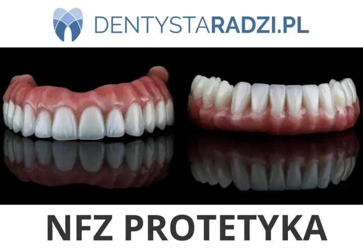Dwie protezy zębów, jedna z lewej, druga z prawej, prezentują nowoczesną protezę szkieletową.