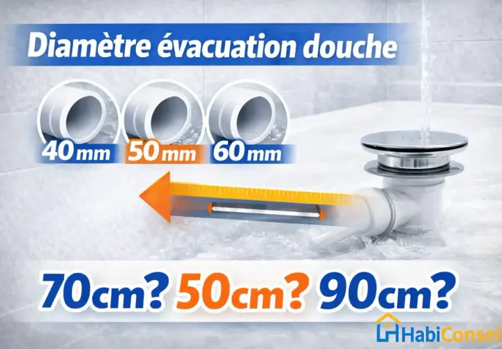 Comparaison des diamètres d'évacuation douche : 40, 50, 60 mm. Quelle distance pour votre évacuation ?