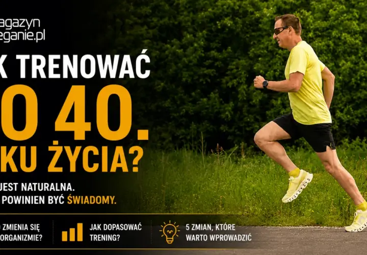 Mężczyzna w żółtej koszulce biegnie, pokazując, co daje bieganie po 40. roku życia.