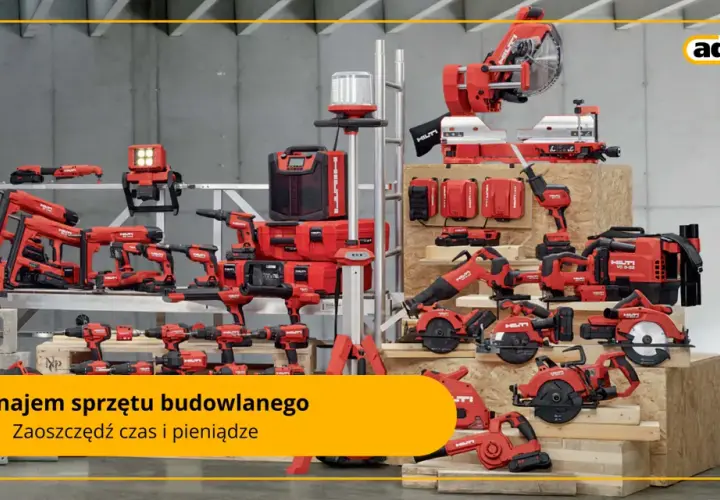 Duży wybór profesjonalnego sprzętu budowlanego Hilti. Wiertarki, piły, szlifierki i inne narzędzia czekają na wynajem.