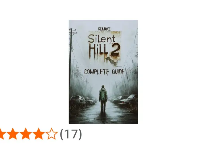 Okładka poradnika do Silent Hill 2 Enhanced Edition. Samotna postać na tle opuszczonego miasta i samochodów.