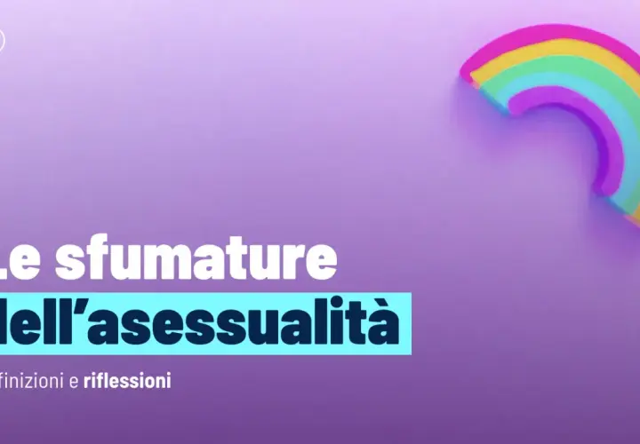 Le sfumature dell'asessualità: definizioni e riflessioni. Un arcobaleno stilizzato su sfondo viola.