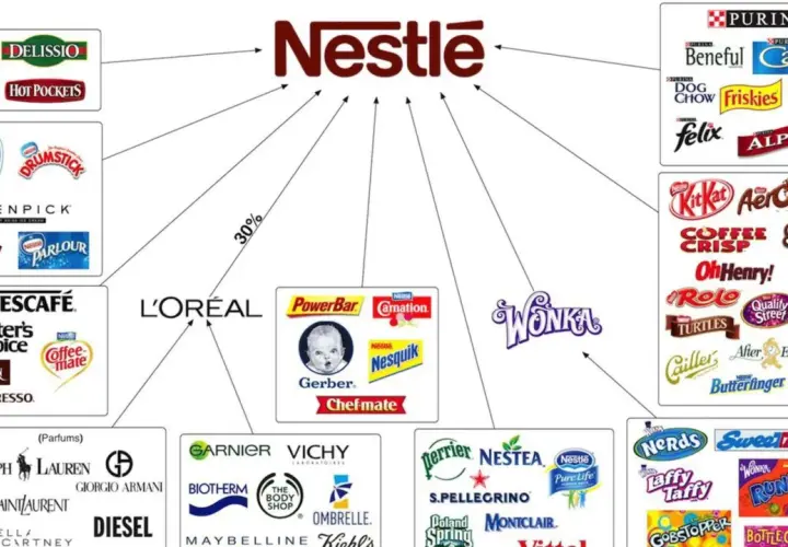 Nestlé-Markenvielfalt: Von Kaffee (Nescafé) über Süßigkeiten (KitKat, Wonka) bis zu Tierfutter (Purina) und Kosmetik (L'Oréal).