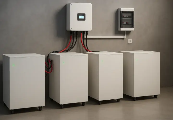 Nowoczesny magazyn energii z falownikiem i skrzynką bezpieczników. Sprawdź magazyn energii cenę i zainwestuj w przyszłość!
