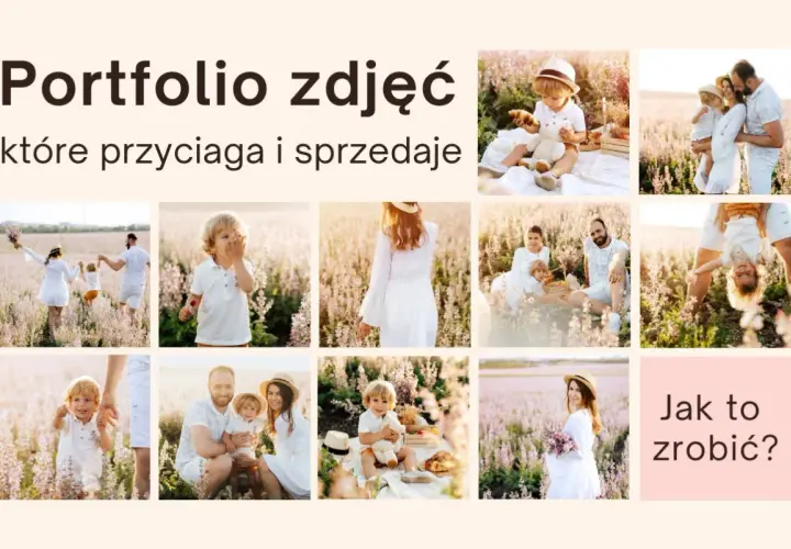 Portfolio zdjęć rodzinnych na łące. Uśmiechnięte dzieci i rodzice w białych strojach. Zobacz, jak stworzyć takie foto blog.