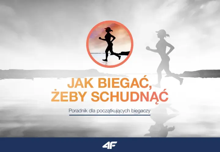 Sylwetki biegaczy na tle krajobrazu. Tekst: "Jak biegać, żeby schudnąć". Poradnik dla początkujących. Ile cardio na redukcji?