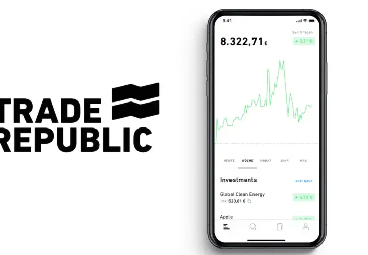 Trade Republic App zeigt einen wachsenden Wert von 8.322,71 € und eine Investition in "Global Clean Energy". Ideal für deinen Trade Republic Sparplan.