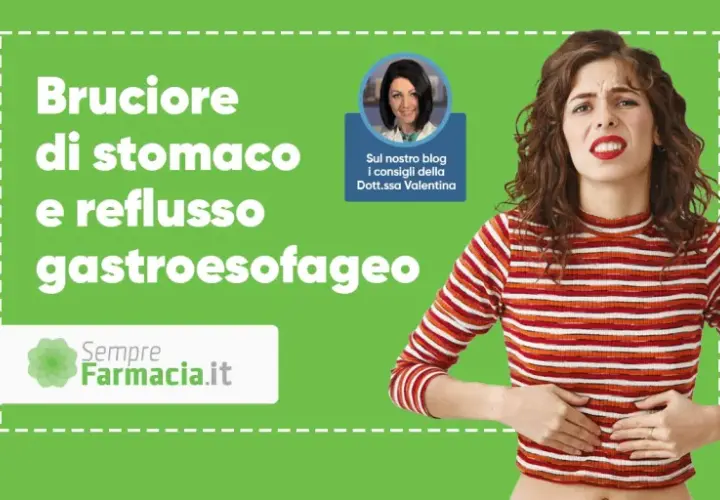 Donna con bruciore di stomaco e reflusso gastroesofageo. Scopri rimedi naturali immediati sul blog.