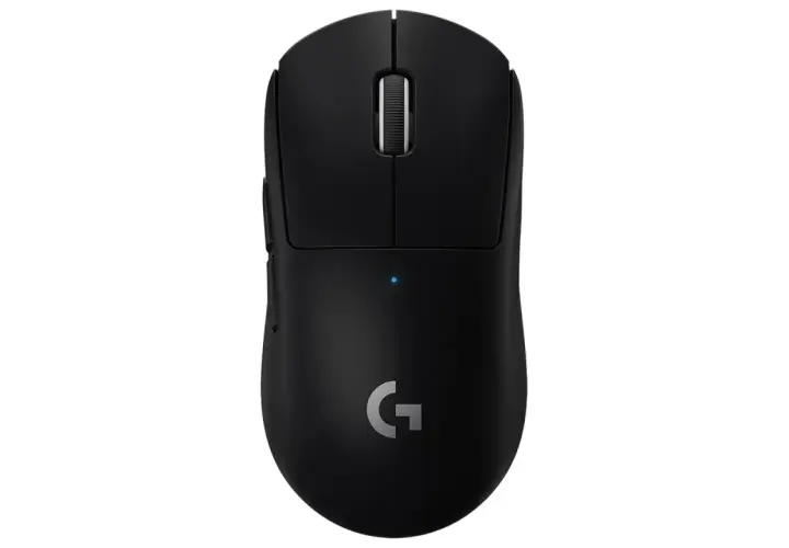 Czarna, ergonomiczna myszka gamingowa z logo G. Idealna do gier, zapewnia precyzję i komfort.