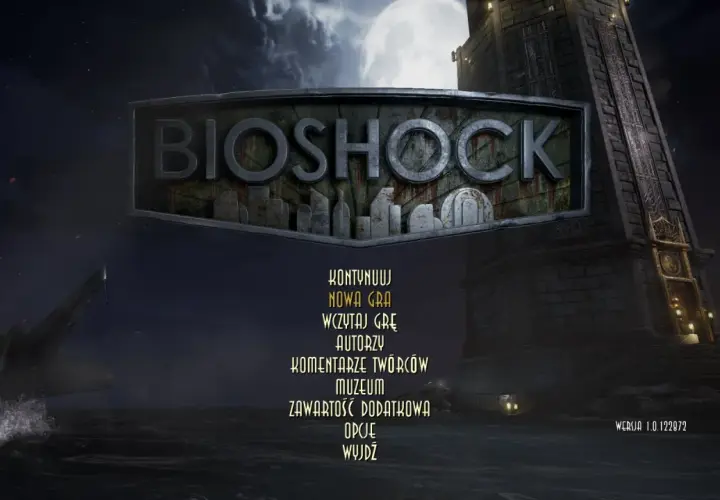 Menu główne Bioshock 2 Remastered. Wersja z polskim spolszczeniem, gotowa na nowe przygody w Rapture.