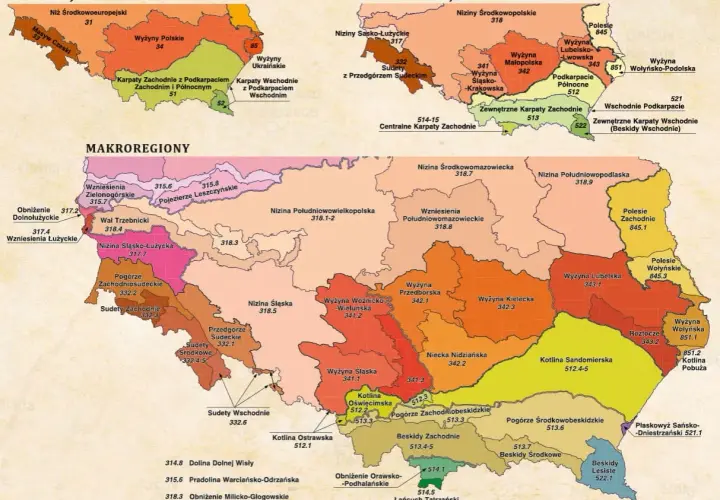 Sudety, czyli góry w Polsce, są częścią Karpat Zachodnich i Wschodnich, widoczne na mapie jako Sudety Zachodnie, Środkowe i Wschodnie.