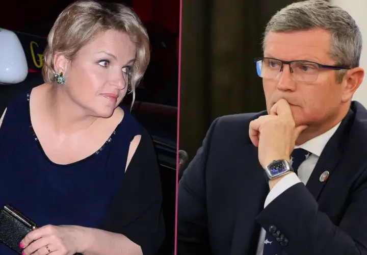 Kobieta w granatowej sukience i mężczyzna w garniturze. Czy to początek romansu Marcina Bosackiego?