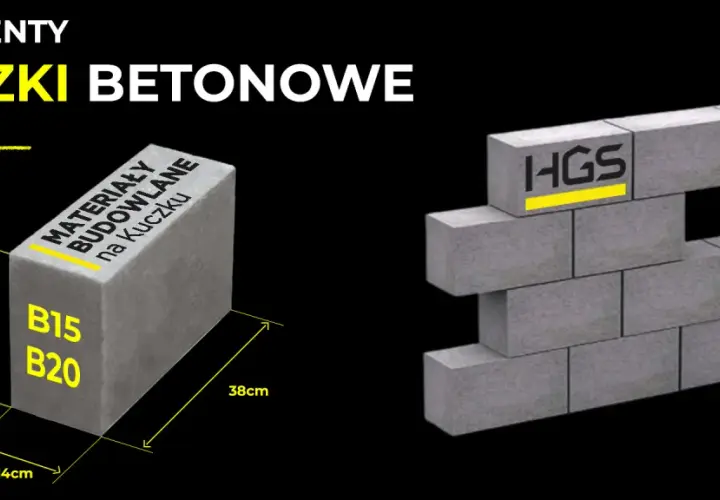 Bloczki betonowe B15 i B20 do fundamentów. Wymiary: 38x24x14cm. HGS.