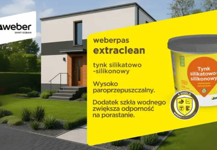 Szukasz idealnych tynków do domu? Weberpas extraclean to tynk silikatowo-silikonowy, który chroni elewację przed porastaniem.