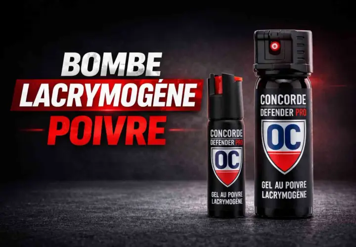 Deux bombes lacrymogènes de marque Concorde Defender Pro, gel au poivre pour un effet immédiat.
