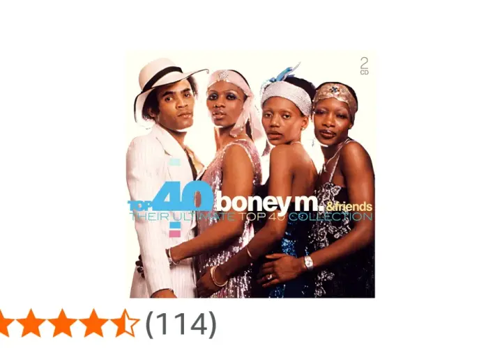 Okładka albumu "Boney M. & Friends - Their Ultimate Top 40 Collection". Grupa prezentuje się w strojach z lat 70.