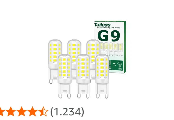 Pack de 6 bombillas LED G9 de bajo consumo. Iluminación eficiente para tu hogar.