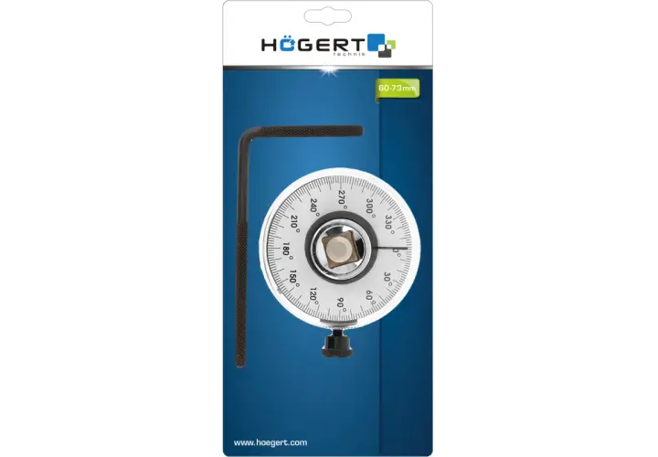 Kątomierz do dokręcania śrub Högert Technik. Precyzyjne narzędzie do pomiaru kąta obrotu śruby, zakres 60-73mm.