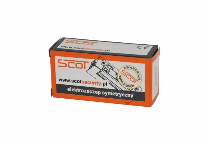 Opakowanie elektrozaczepu SCOT. Czy to model z pamięcią czy bez, trudno stwierdzić po pudełku.