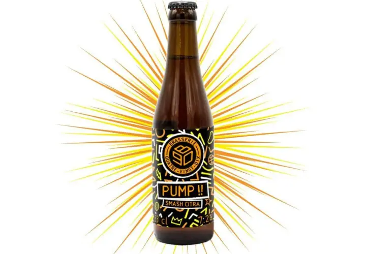 Bouteille de bière "Pump !! Smash Citra" de la Brasserie Quatre-Vingt-Dix, mettant en avant le houblon citra.