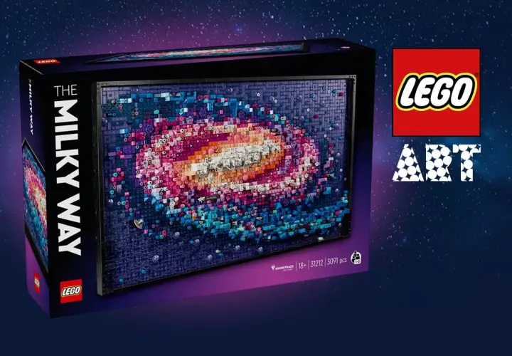 LEGO Art: Die Milchstraße als detailreiches Mosaik aus bunten Steinen. Ein galaktisches Bauprojekt für Sternenfreunde.
